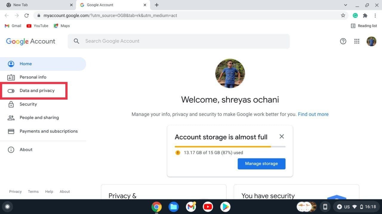 données et confidentialité google