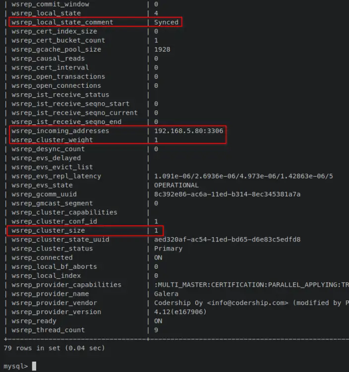 verifica percona xtradb cluster