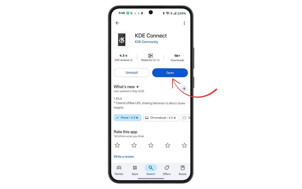 descargar la aplicación kde connect desde google play store