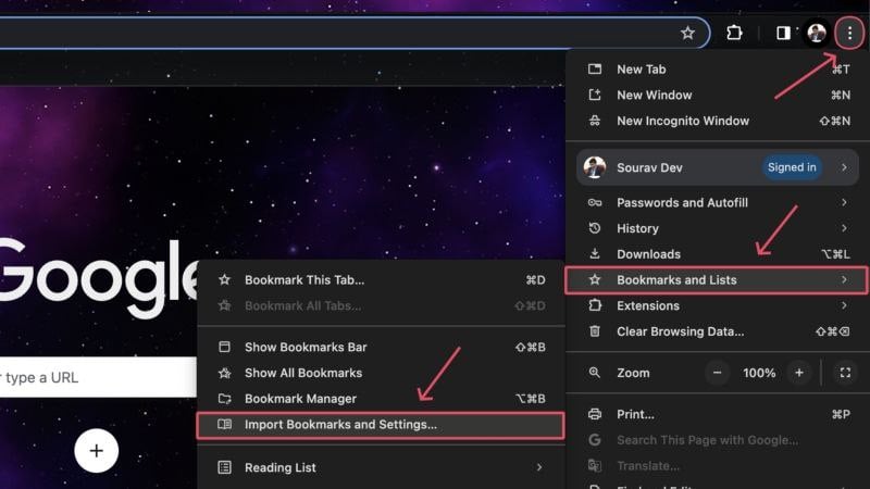 importar marcadores de chrome
