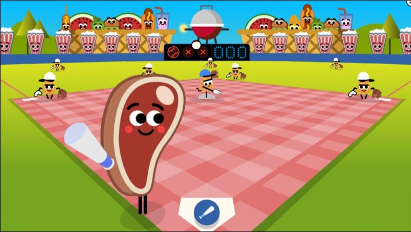 изображение игры google doodle base ball