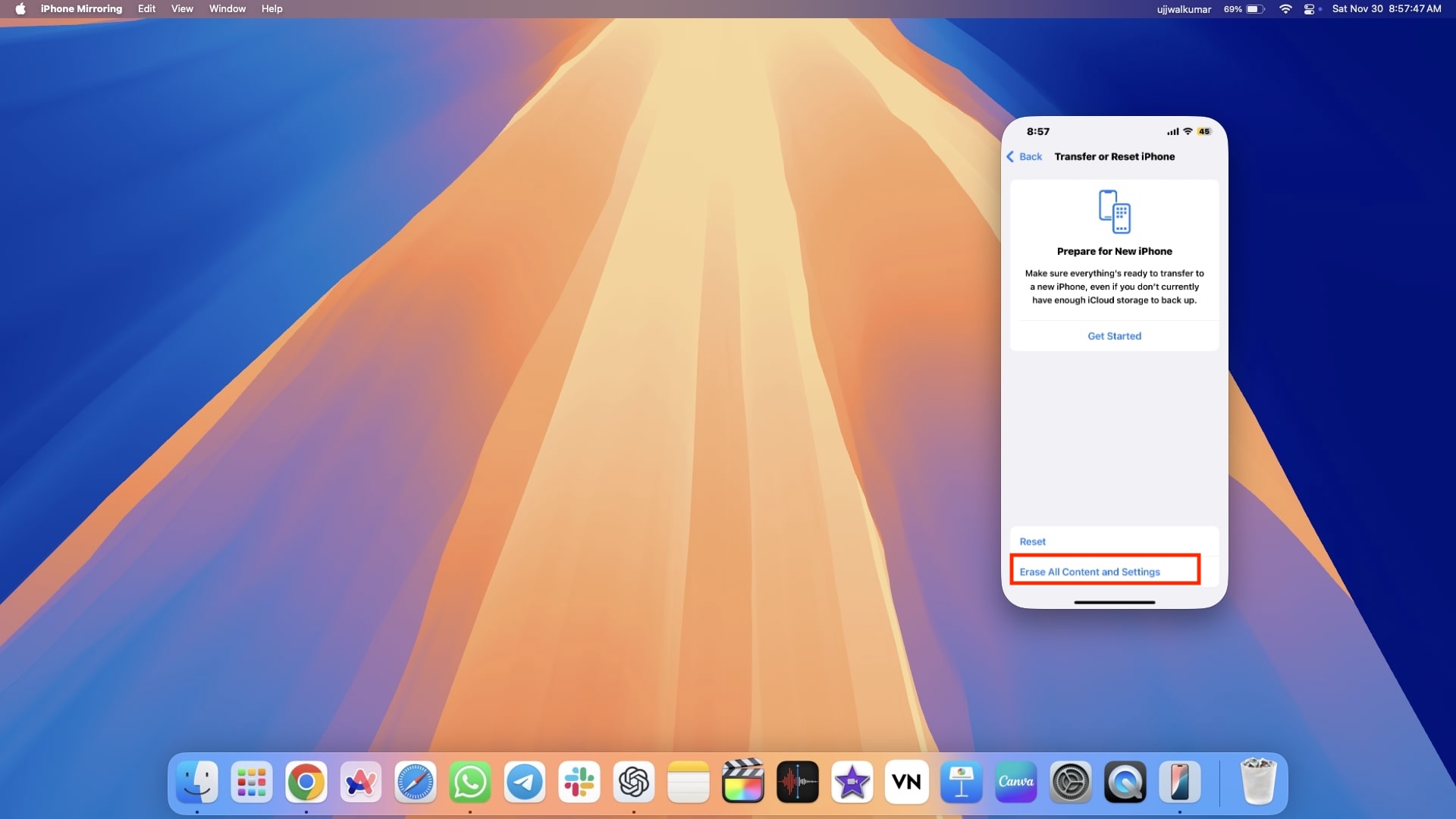 como corrigir a tela preta da morte no iphone - apagar todo o conteúdo e configurações