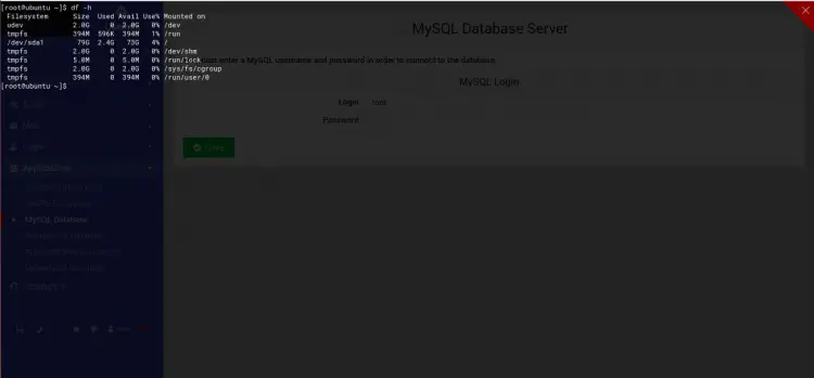 Terminal de ligne de commande Usermin