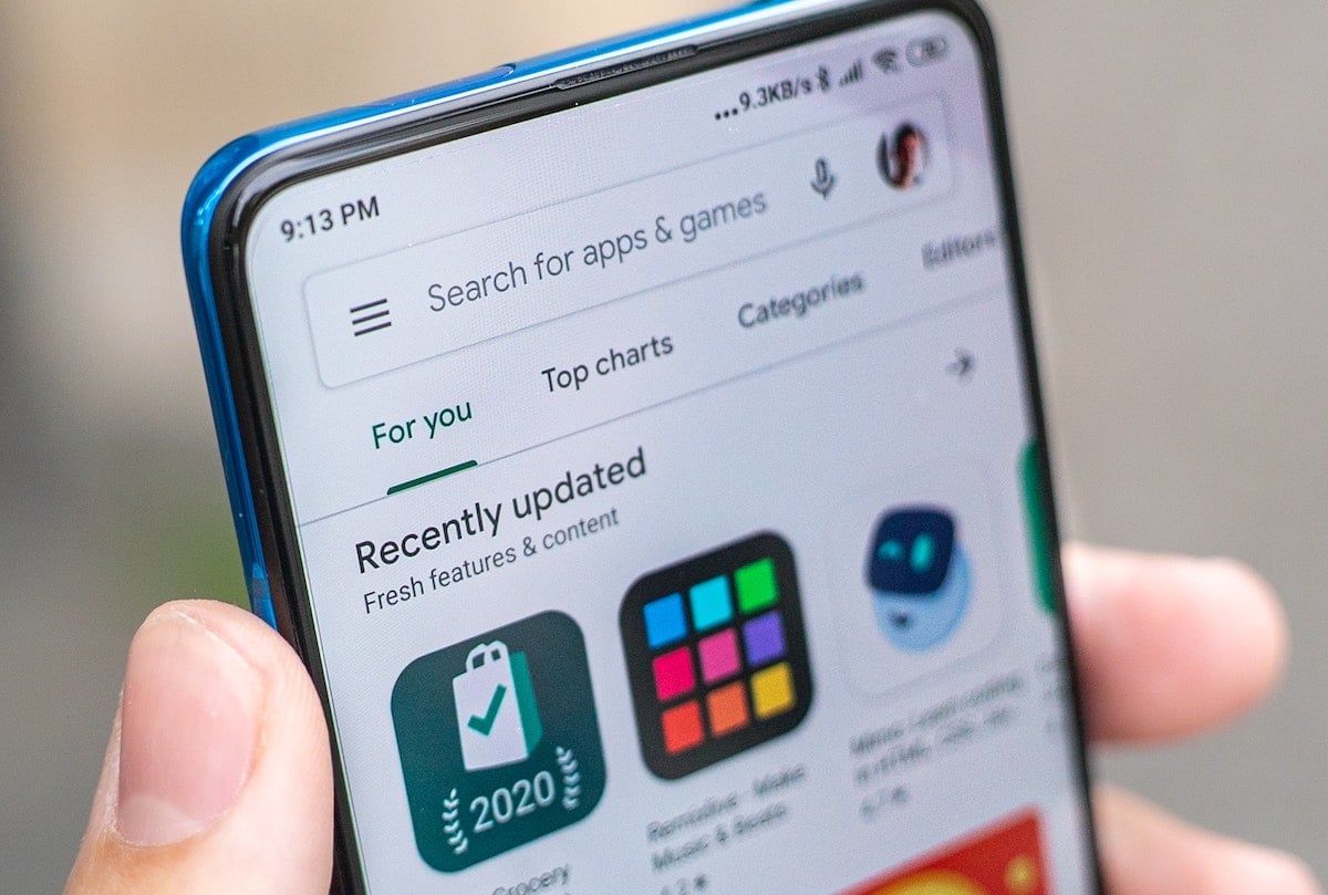 page d'accueil du play store
