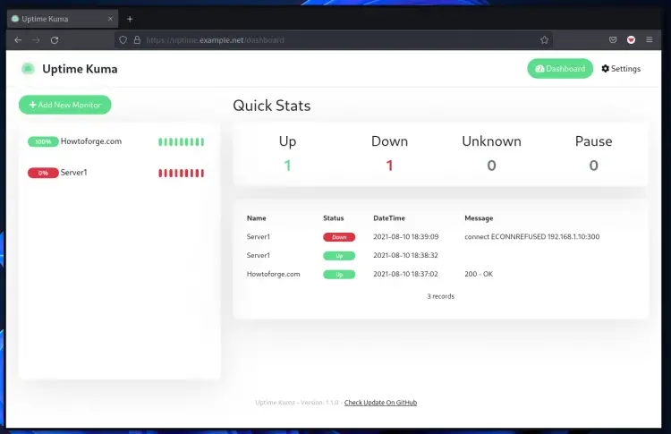 Uptime-Kuma-Dashboard-Überwachung