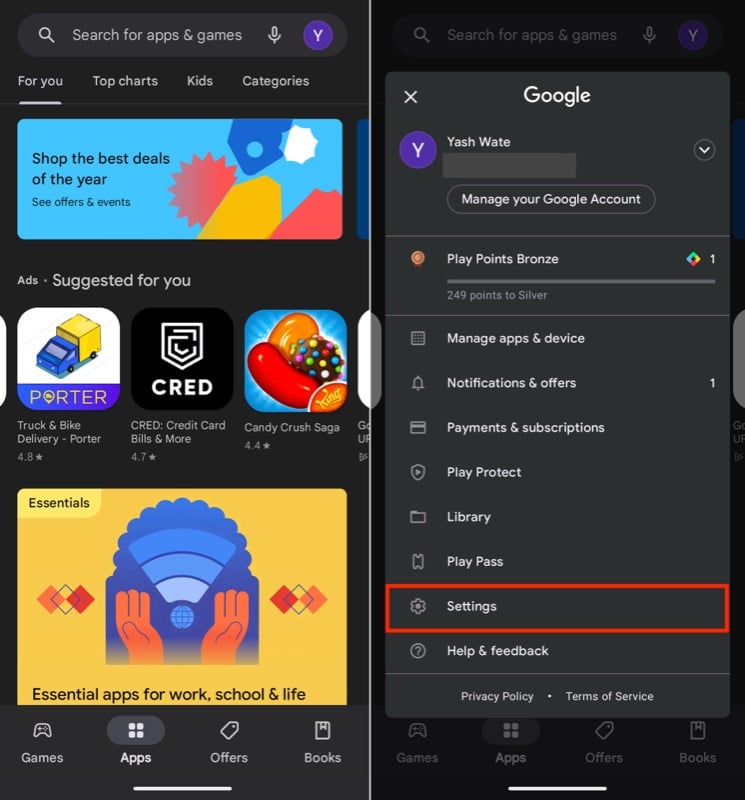 доступ к настройкам play store на android