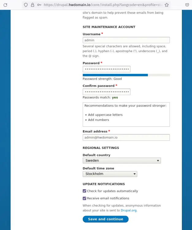 drupal site settings