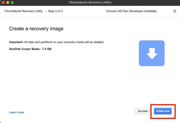 chrome os flex usbドライブを作成