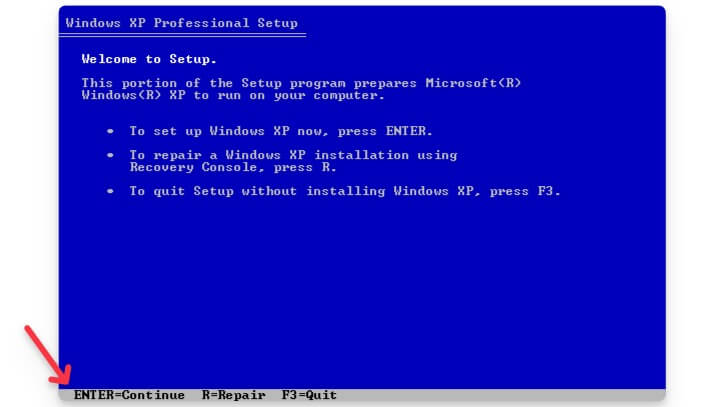 windows xpセットアップ画面