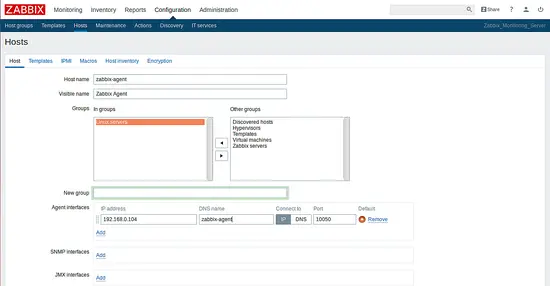 Host in Zabbix erstellen
