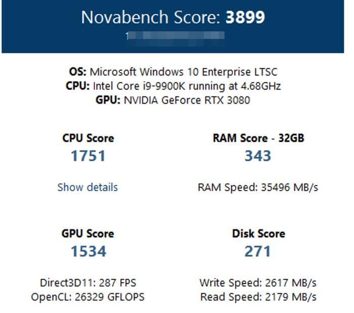 NovaBench Disk Speed
