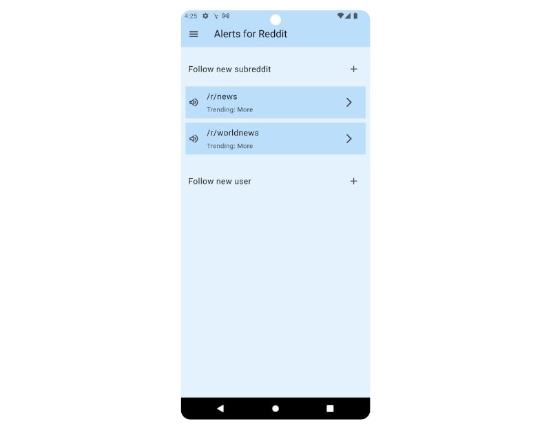 alerts for reddit home screen