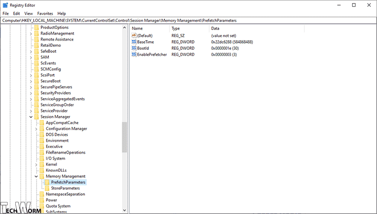 sysmain a través del editor del registro