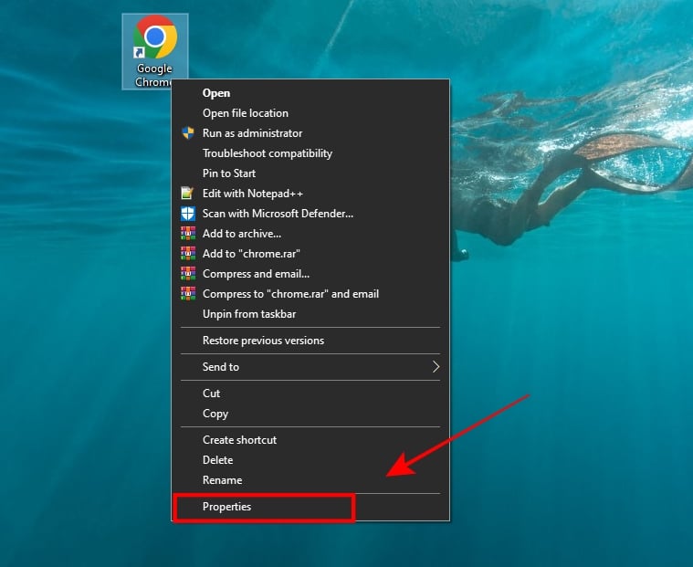 seleziona proprietà in chrome