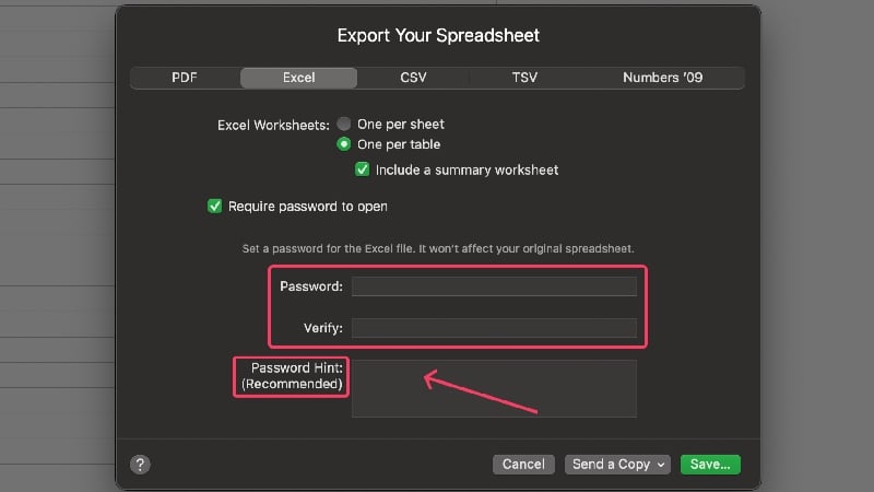 Excelファイルのパスワードを入力