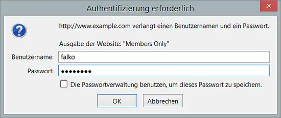 Invite d'authentification de base Nginx (.htpasswd).