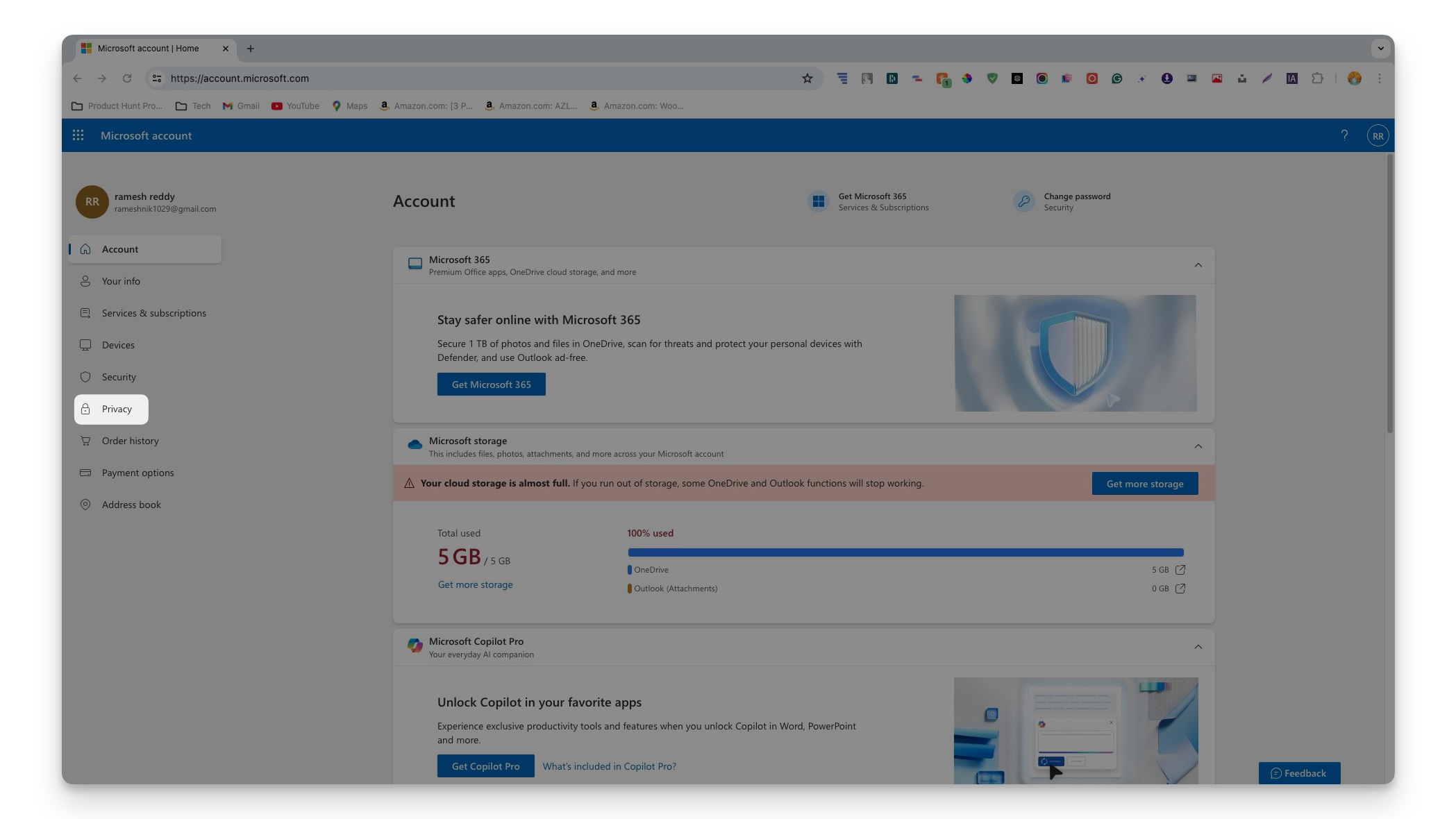paramètres de confidentialité microsoft