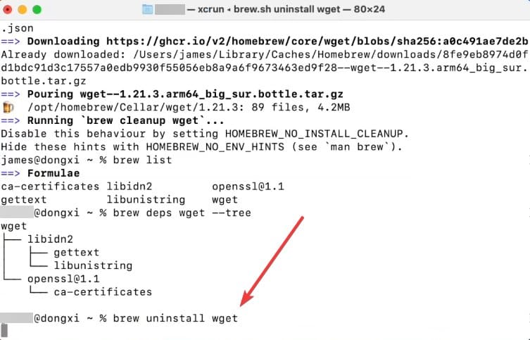 remover pacotes com Homebrew
