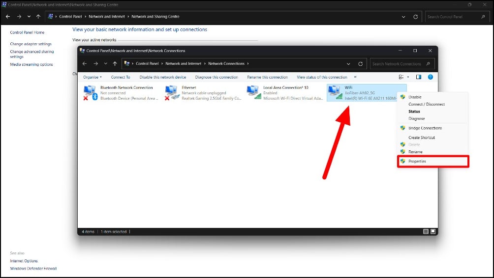 Netzwerk-Eigenschaften in Windows