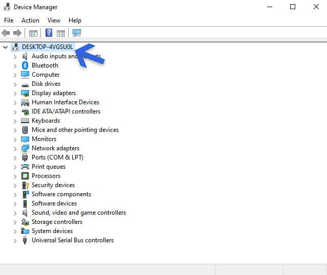 Seleziona Desktop nel Gestore dispositivi