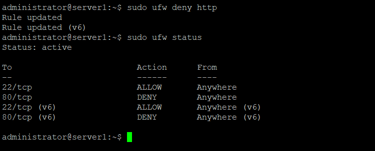 Denegar acceso al servicio con el Firewall UFW
