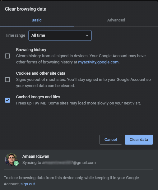 Cancella Cache Chrome