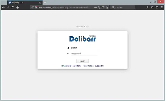Page de connexion Dolibarr