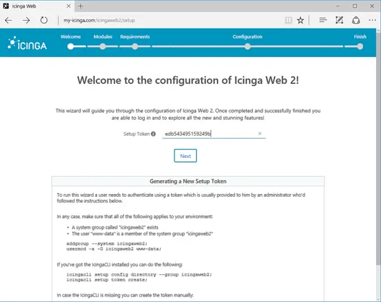 Icinga 웹 설치 관리자