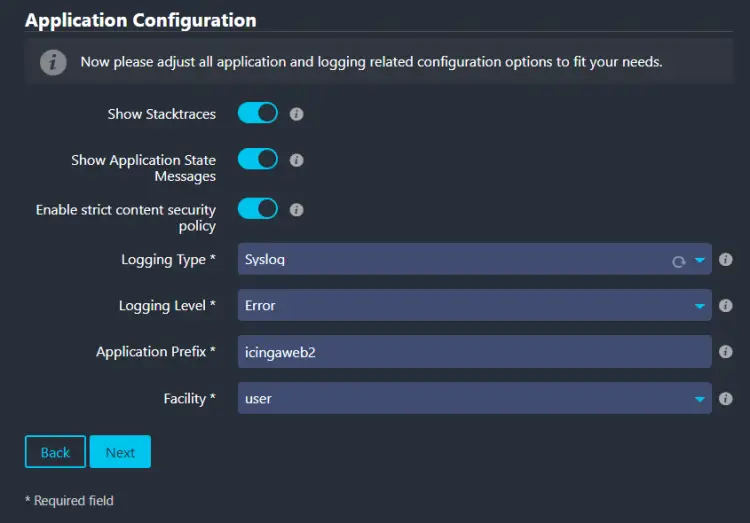 Icinga Anwendungsconfiguration