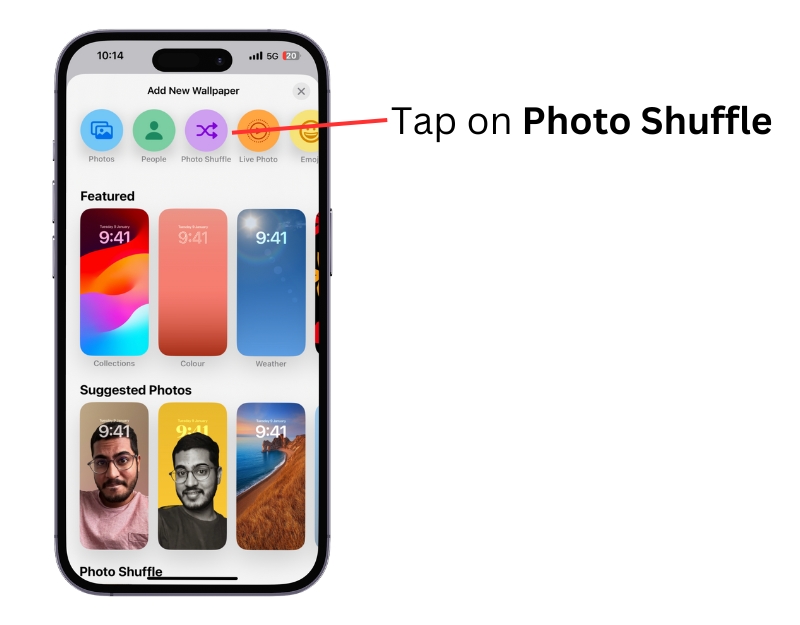 taper sur photo shuffle