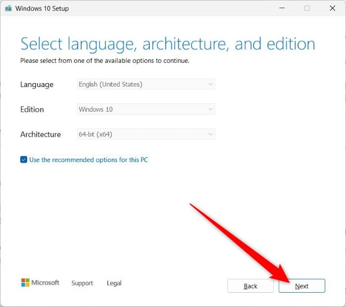 choose windows version