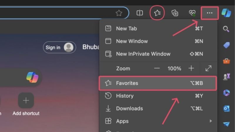 favoritos de microsoft edge
