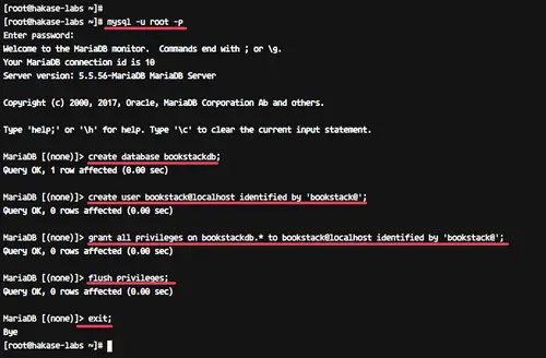 Criar banco de dados no MariaDB para BookStack