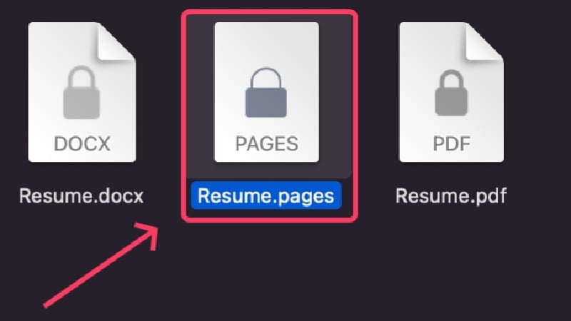 元の場所に保存された暗号化されたPagesファイル