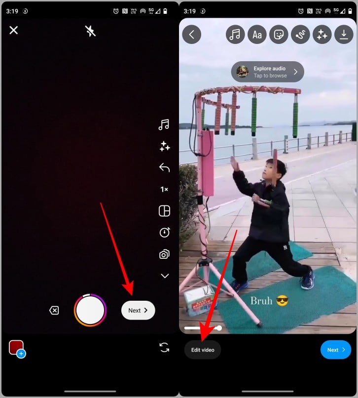 ouverture du nouvel éditeur de reel sur instagram