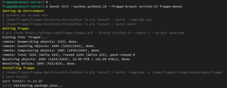 install frappeframework via bench