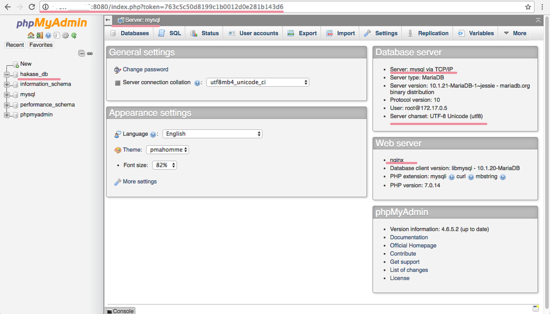 phpmyadmin과 mysql 도커 컨테이너가 작동 중입니다