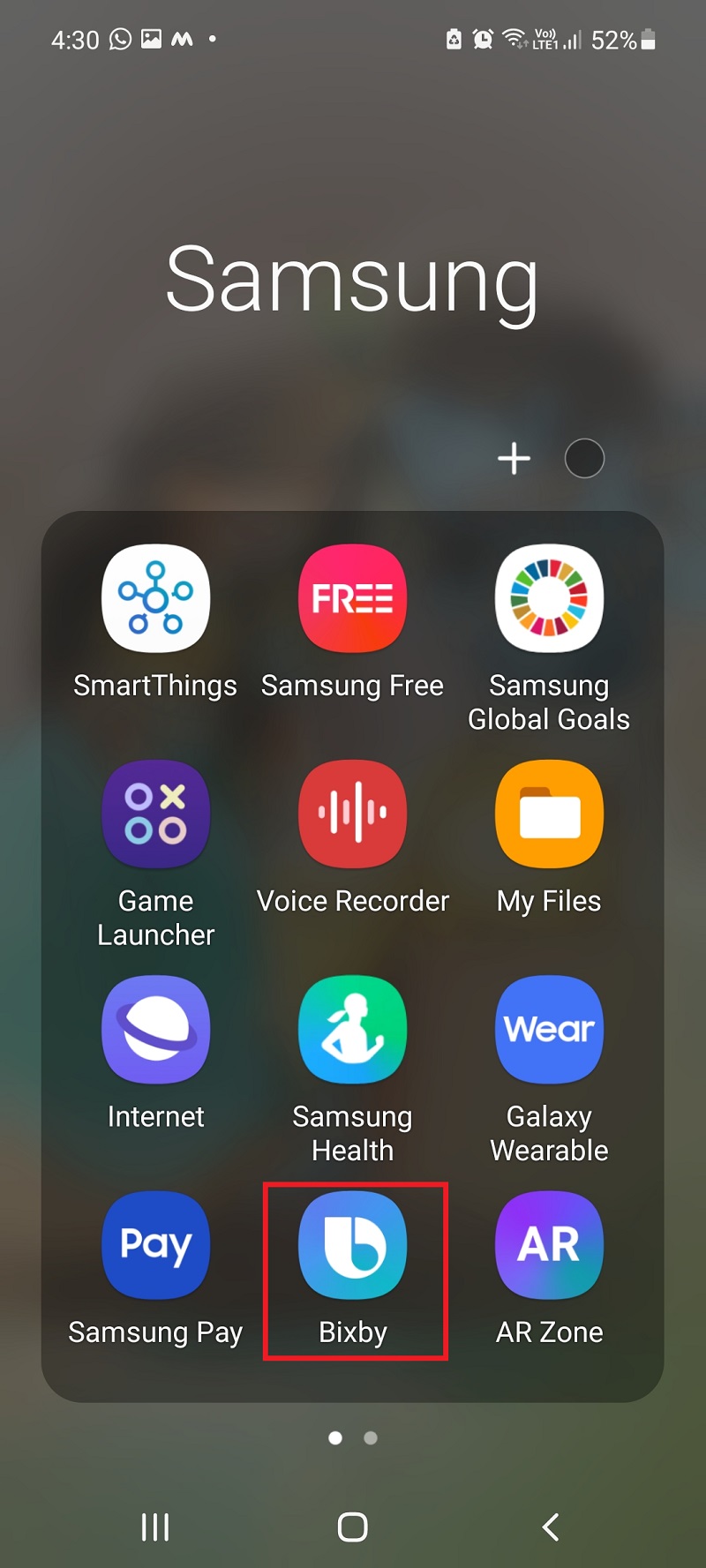 prendre une capture d'écran en utilisant bixby 1