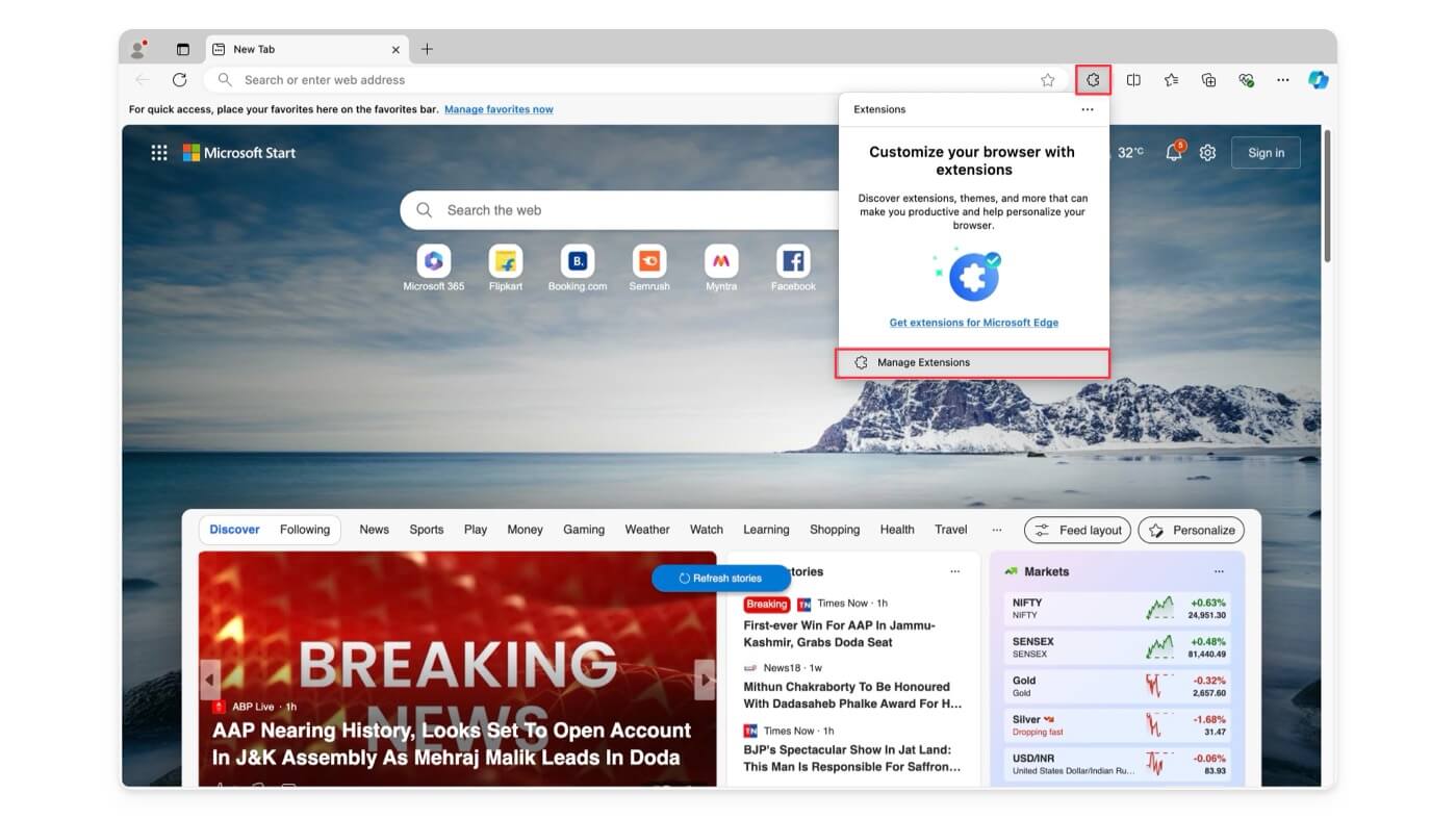 Microsoft Edge Erweiterungen verwalten