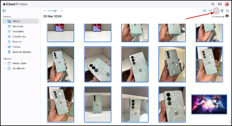 Wählen Sie iCloud-Fotos aus und laden Sie sie auf Ihr Gerät herunter