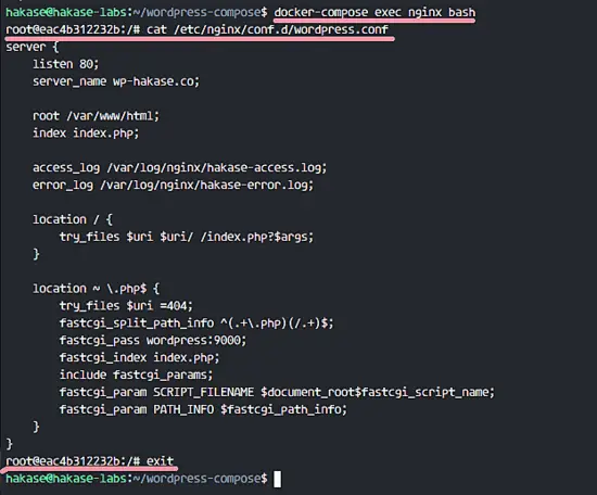 Nginx docker composeサービス