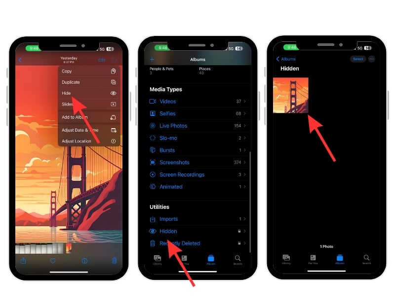 cacher des photos et vidéos sur iphone