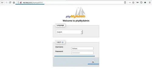 Login di PHPMyAdmin