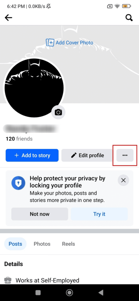 facebookアプリの設定を開く