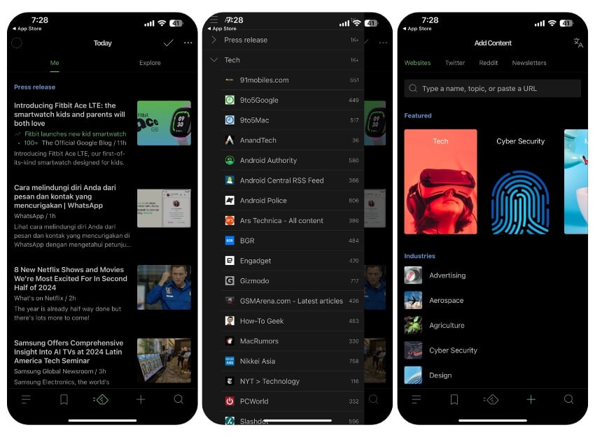 application feedly rss reader news