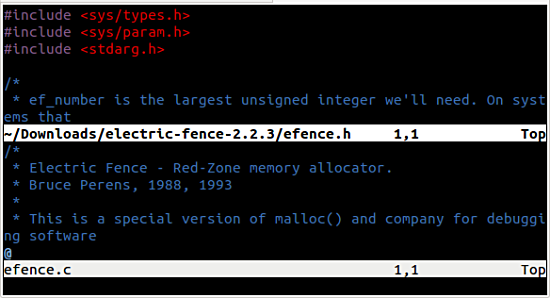 Écran de division horizontale de vim.a