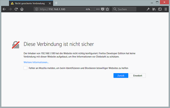 Warnung vor selbstsigniertem SSL-Zertifikat