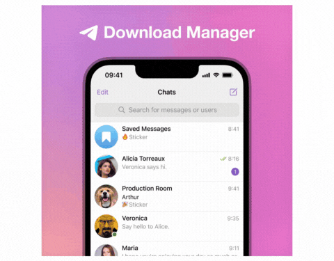 download manager nell'app telegram