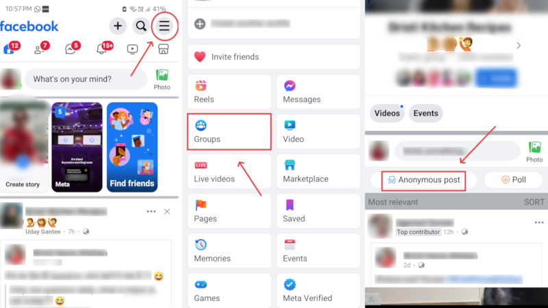 einen anonymen Beitrag in der Facebook-App erstellen