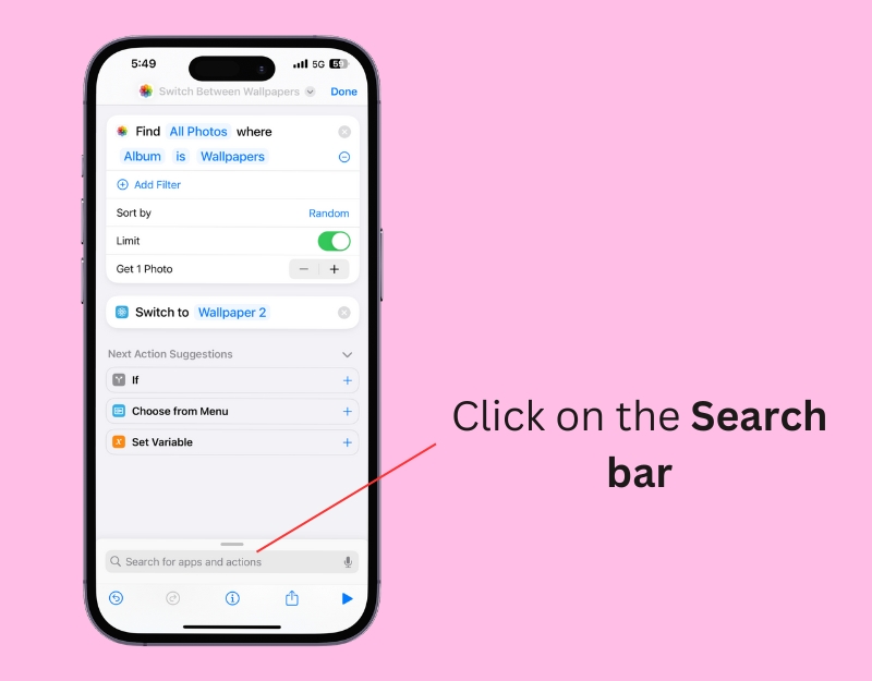 cliquer sur la barre de recherche
